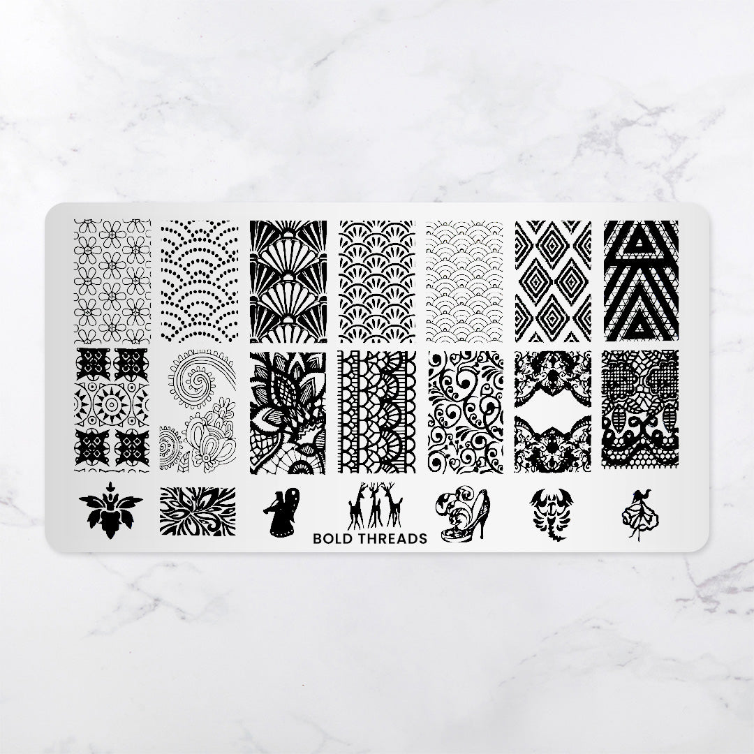 Personal Threads Pattern Bold Threads Nail Stamping Plate – Sistaco – Sistaco™ CA