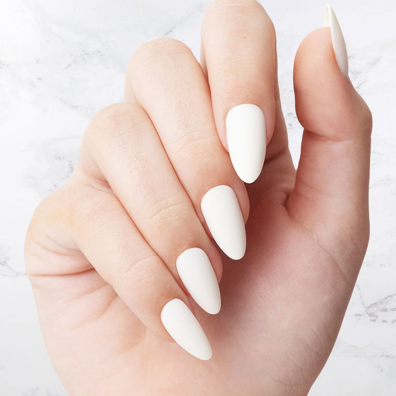Classic White Almond nails