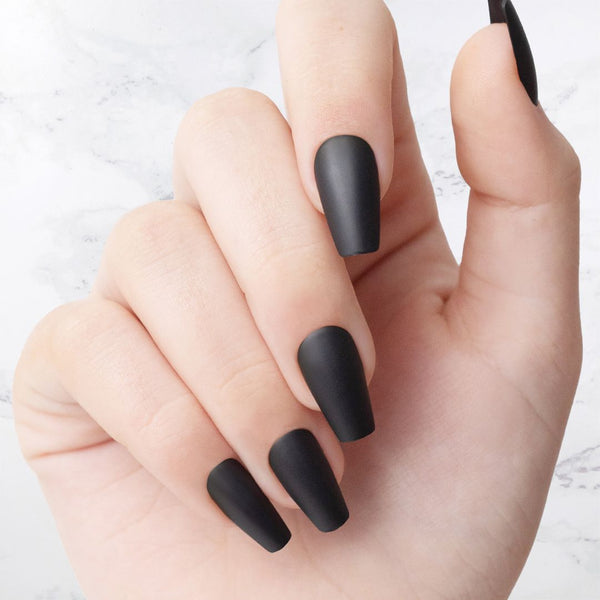 Classic Black Coffin Shaped Nails