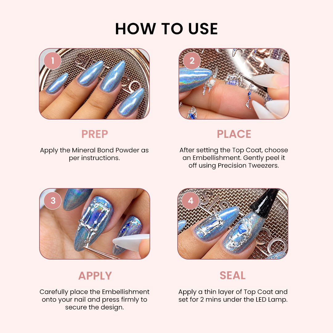 How to use Sistaco Embellishments: Prep, Place, Apply, Seal