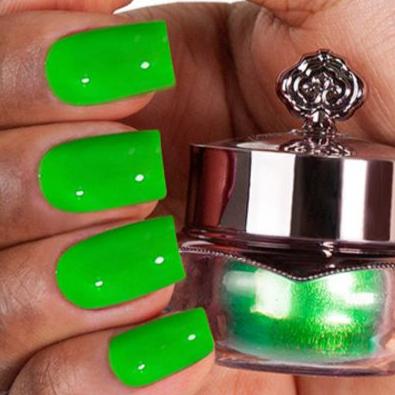 Nails showing vibrant green shade