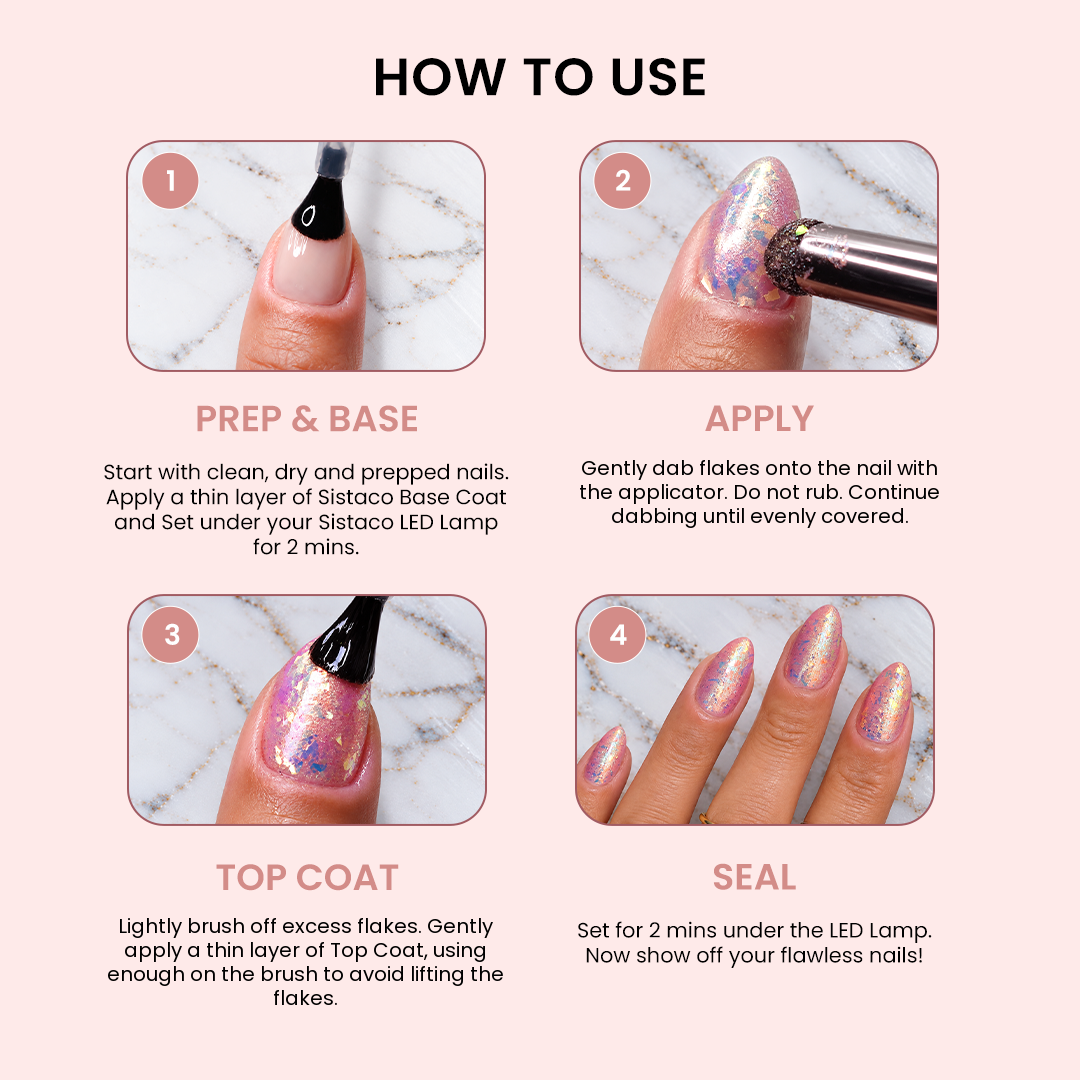 How to use Sistaco prism flakes nail powders