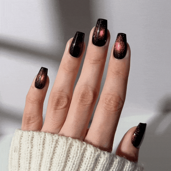 Ruby Cats Eye - Coffin Sustainable Nails