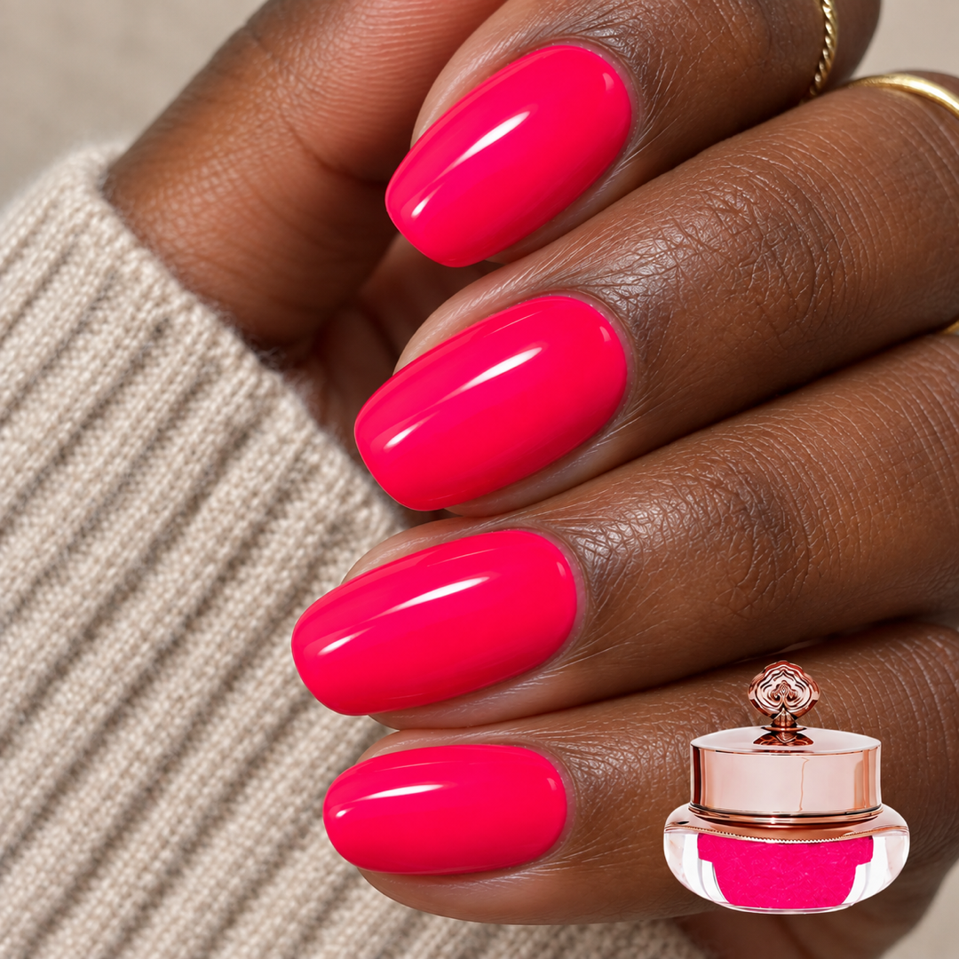 Hot Pink manicure with matching colour pot