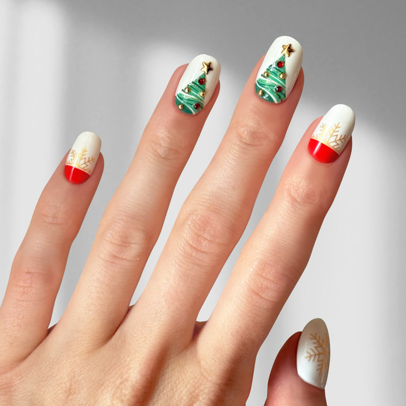 Xmas Cheer - Oval Sustainable Nails